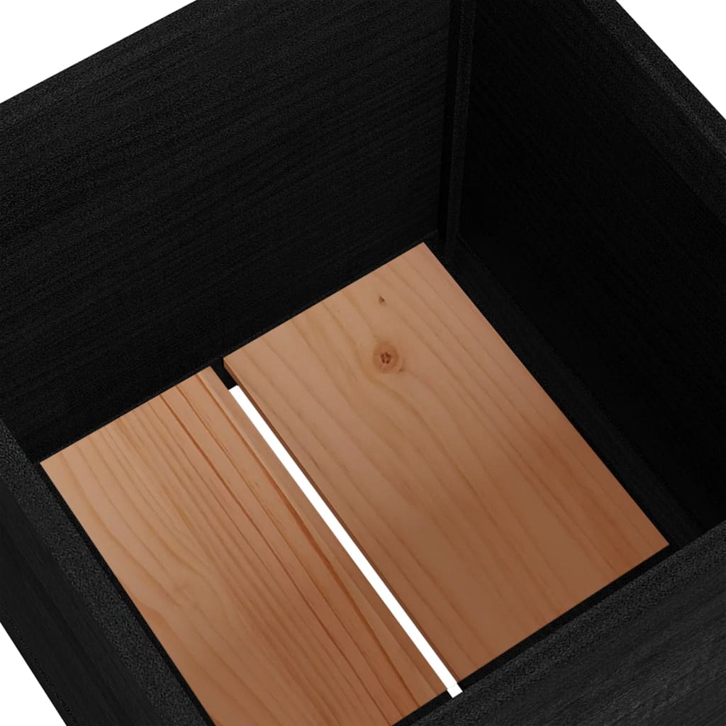 Berkfield Garden Planter Black 50x50x50 cm Solid Pinewood
