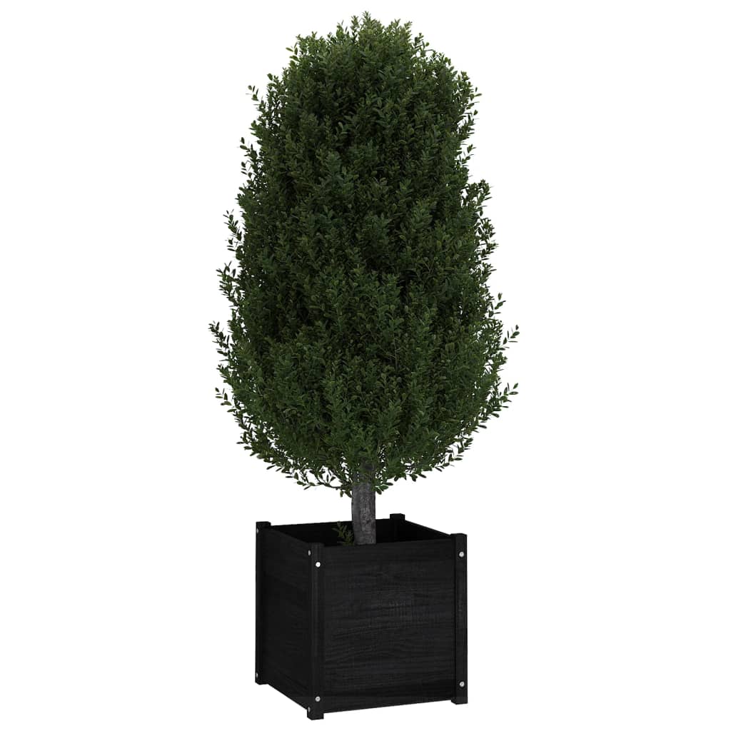 Berkfield Garden Planter Black 50x50x50 cm Solid Pinewood