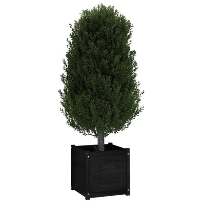 Berkfield Garden Planter Black 50x50x50 cm Solid Pinewood