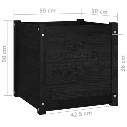 Berkfield Garden Planter Black 50x50x50 cm Solid Pinewood