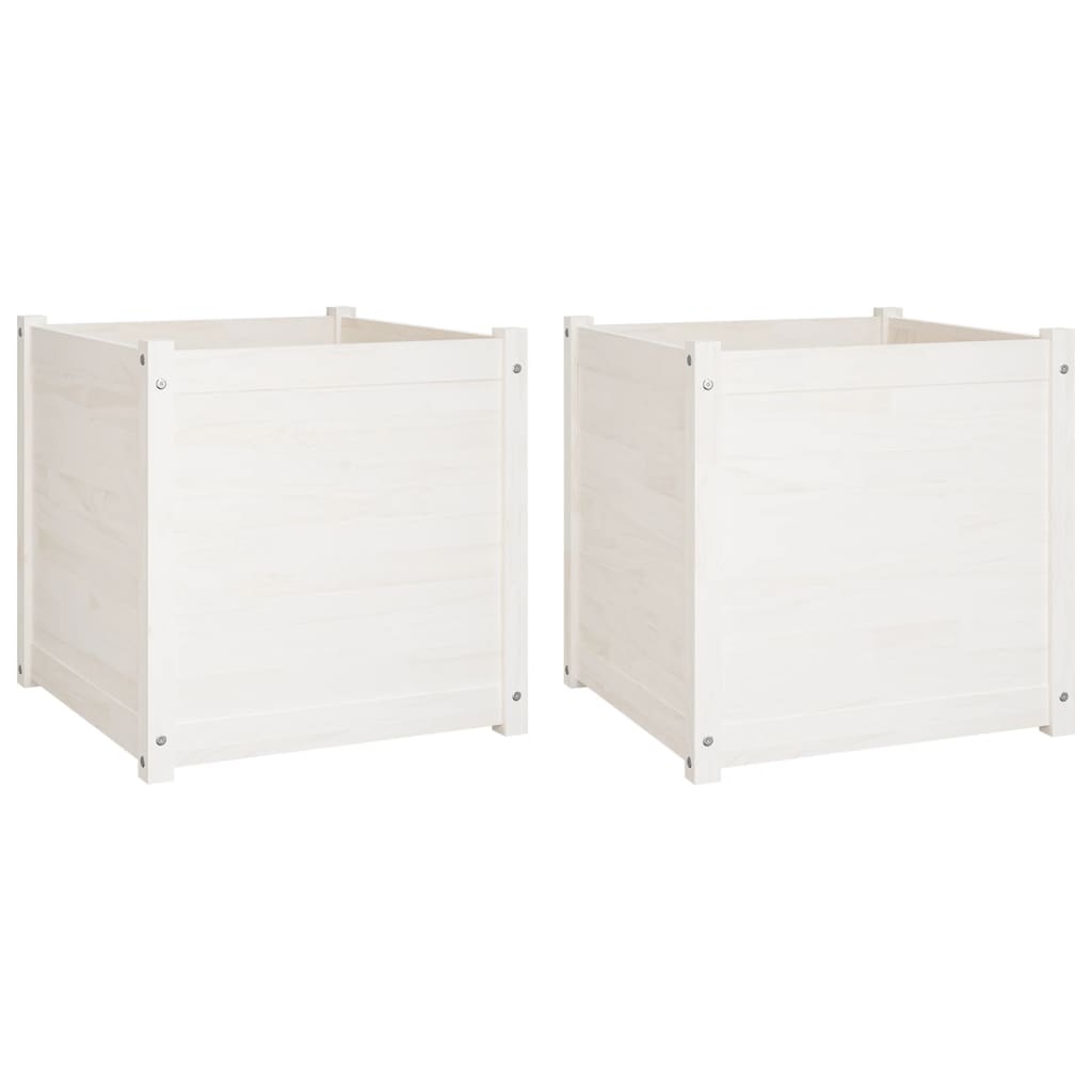 Berkfield Garden Planters 2 pcs White 60x60x60 cm Solid Pinewood