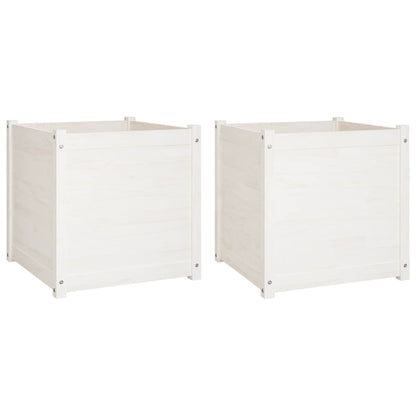 Berkfield Garden Planters 2 pcs White 60x60x60 cm Solid Pinewood