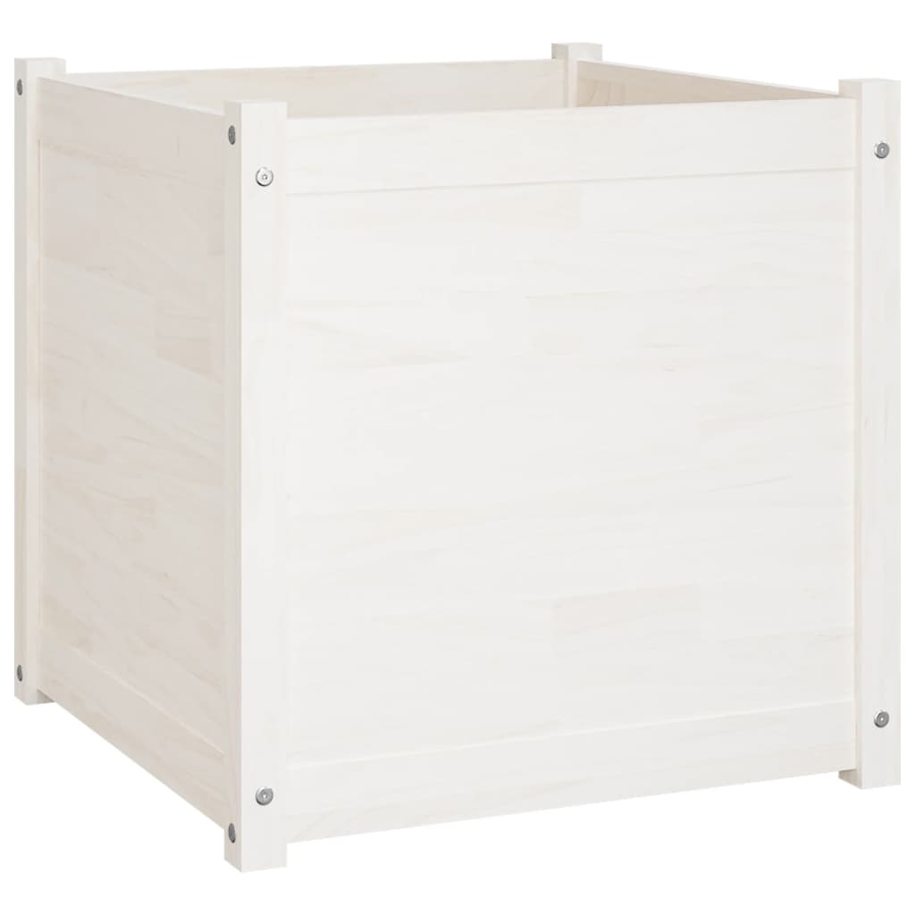 Berkfield Garden Planters 2 pcs White 60x60x60 cm Solid Pinewood