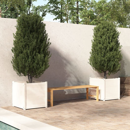 Berkfield Garden Planters 2 pcs White 60x60x60 cm Solid Pinewood