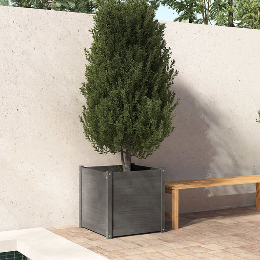 Berkfield Garden Planter Grey 60x60x60 cm Solid Pinewood