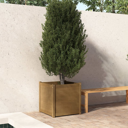 Berkfield Garden Planter Honey Brown 60x60x60 cm Solid Pinewood
