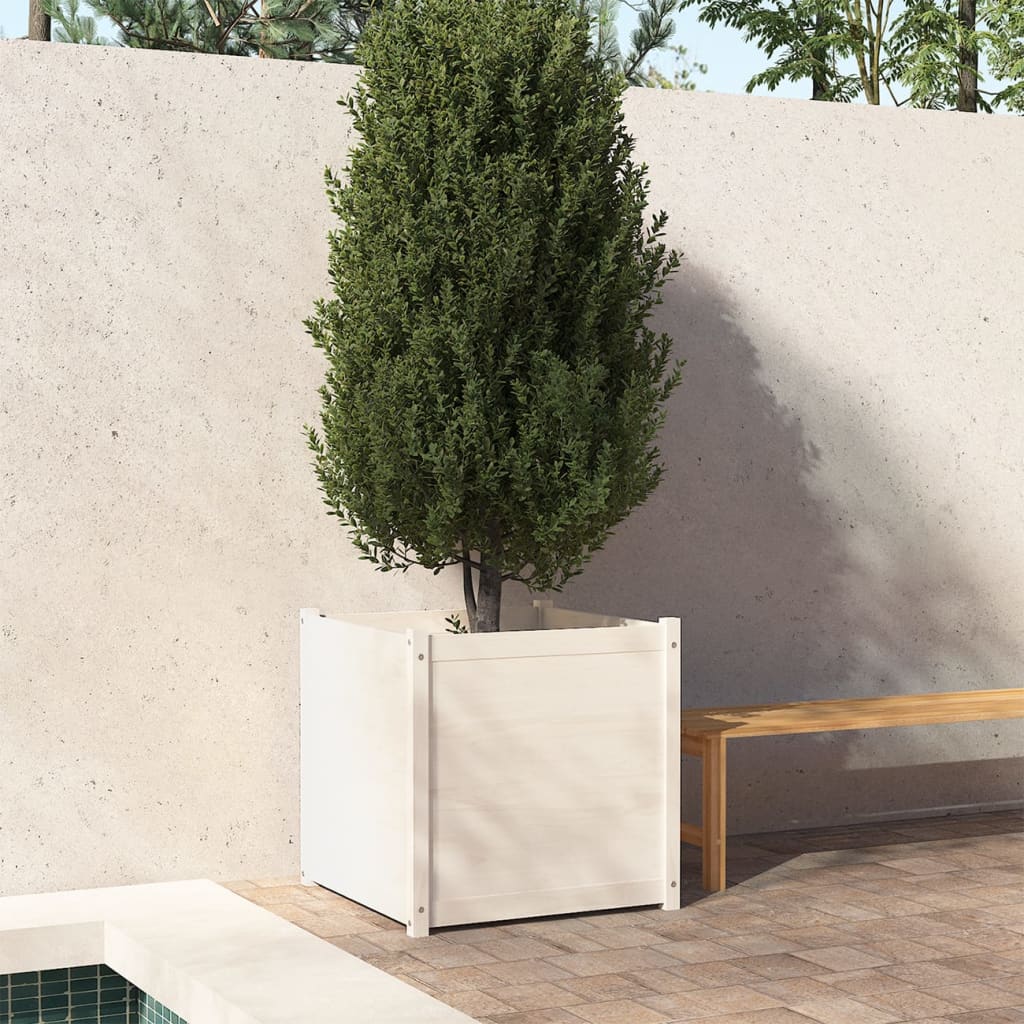 Berkfield Garden Planter White 70x70x70 cm Solid Pinewood