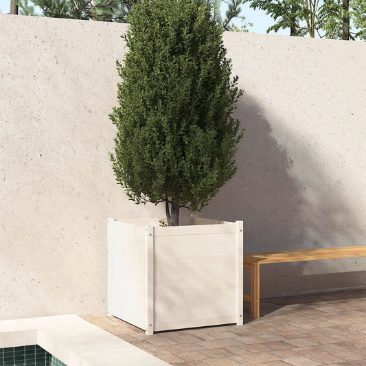 Berkfield Garden Planter White 70x70x70 cm Solid Pinewood