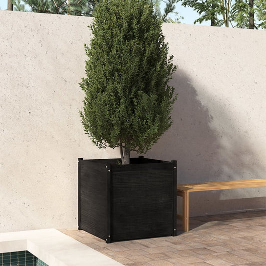 Berkfield Garden Planter Black 70x70x70 cm Solid Pinewood