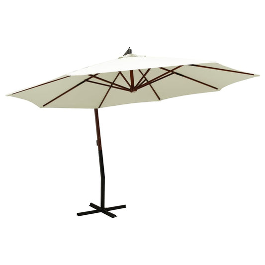 Berkfield Hanging Parasol with Wooden Pole 350 cm Sand White