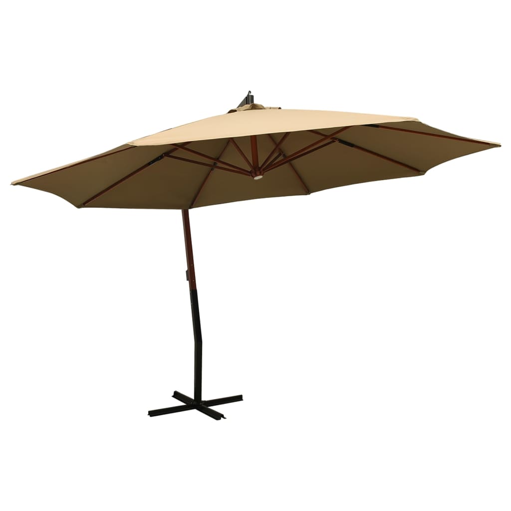 Berkfield Hanging Parasol with Wooden Pole 350 cm Taupe