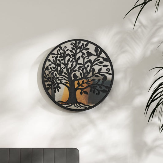 Berkfield Mirror Black 40x2.5 cm Iron Round for Indoor Use