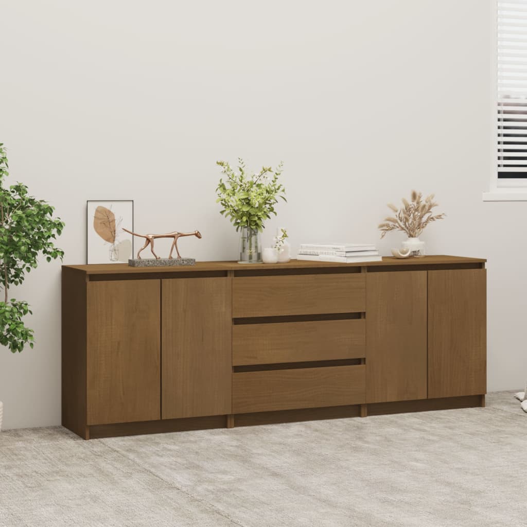 Berkfield Side Cabinet Honey Brown 180x36x65 cm Solid Pinewood