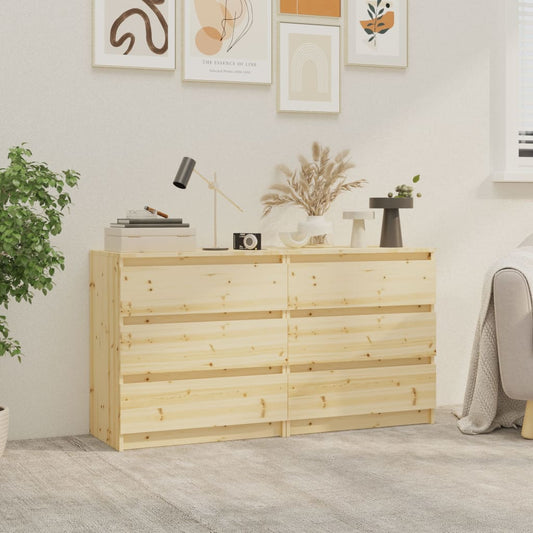 Berkfield Side Cabinets 2 pcs 60x36x64 cm Solid Wood Fir