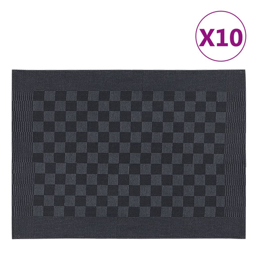 Berkfield Kitchen Towels 10 pcs Black and Grey 50x70 cm Cotton