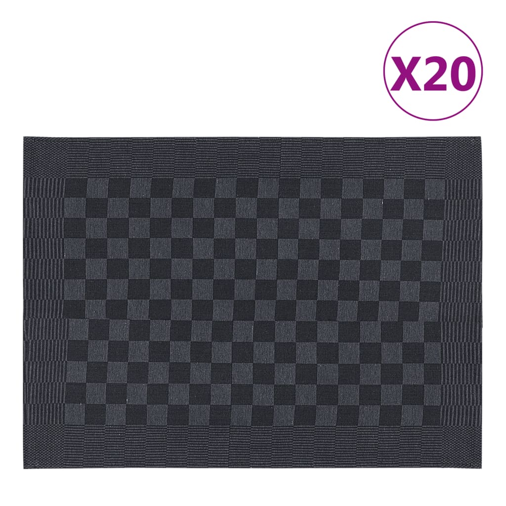 Berkfield Kitchen Towels 20 pcs Black and Grey 50x70 cm Cotton