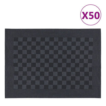 Berkfield Kitchen Towels 50 pcs Black and Grey 50x70 cm Cotton