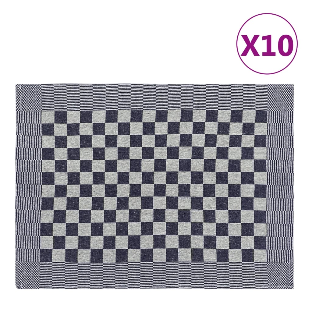Berkfield Kitchen Towels 10 pcs Blue and White 50x70 cm Cotton