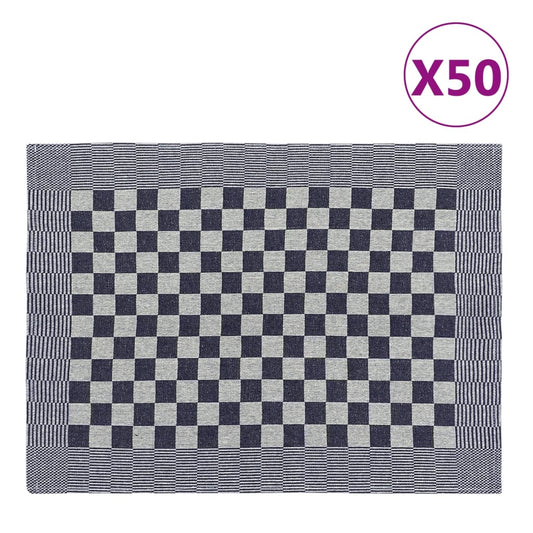 Berkfield Kitchen Towels 50 pcs Blue and White 50x70 cm Cotton