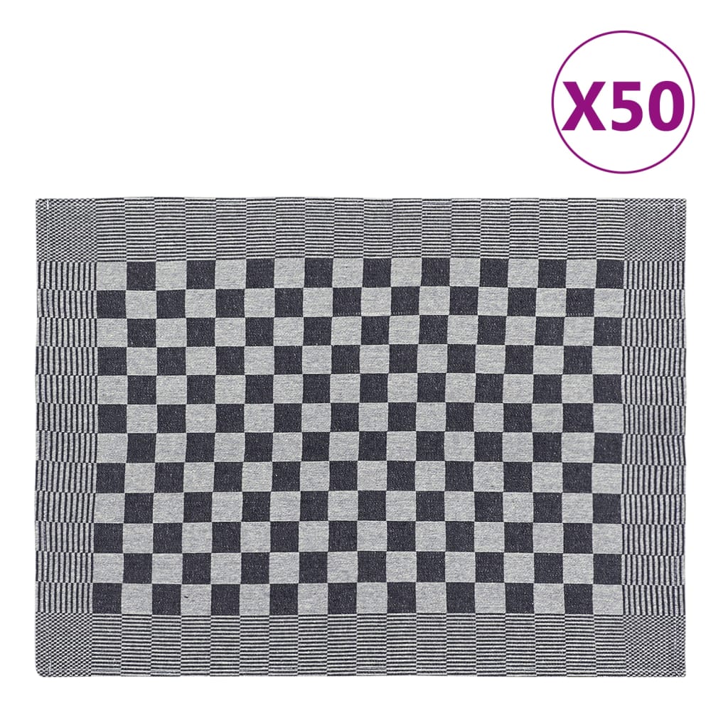 Berkfield Kitchen Towels 50 pcs Black and White 50x70 cm Cotton