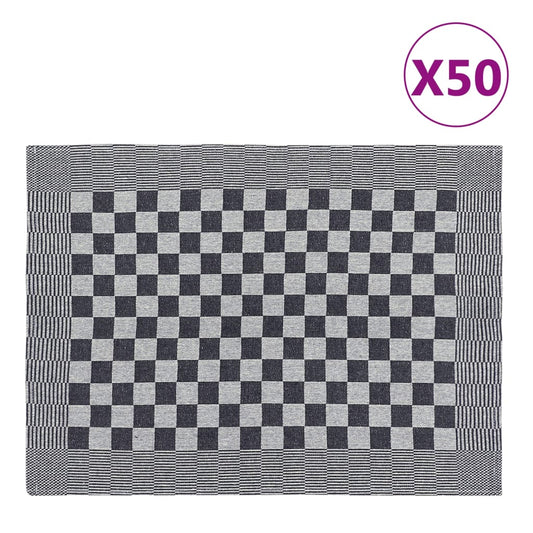 Berkfield Kitchen Towels 50 pcs Black and White 50x70 cm Cotton