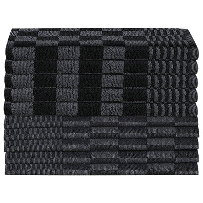 Berkfield 20 Piece Towel Set Black and Grey Cotton