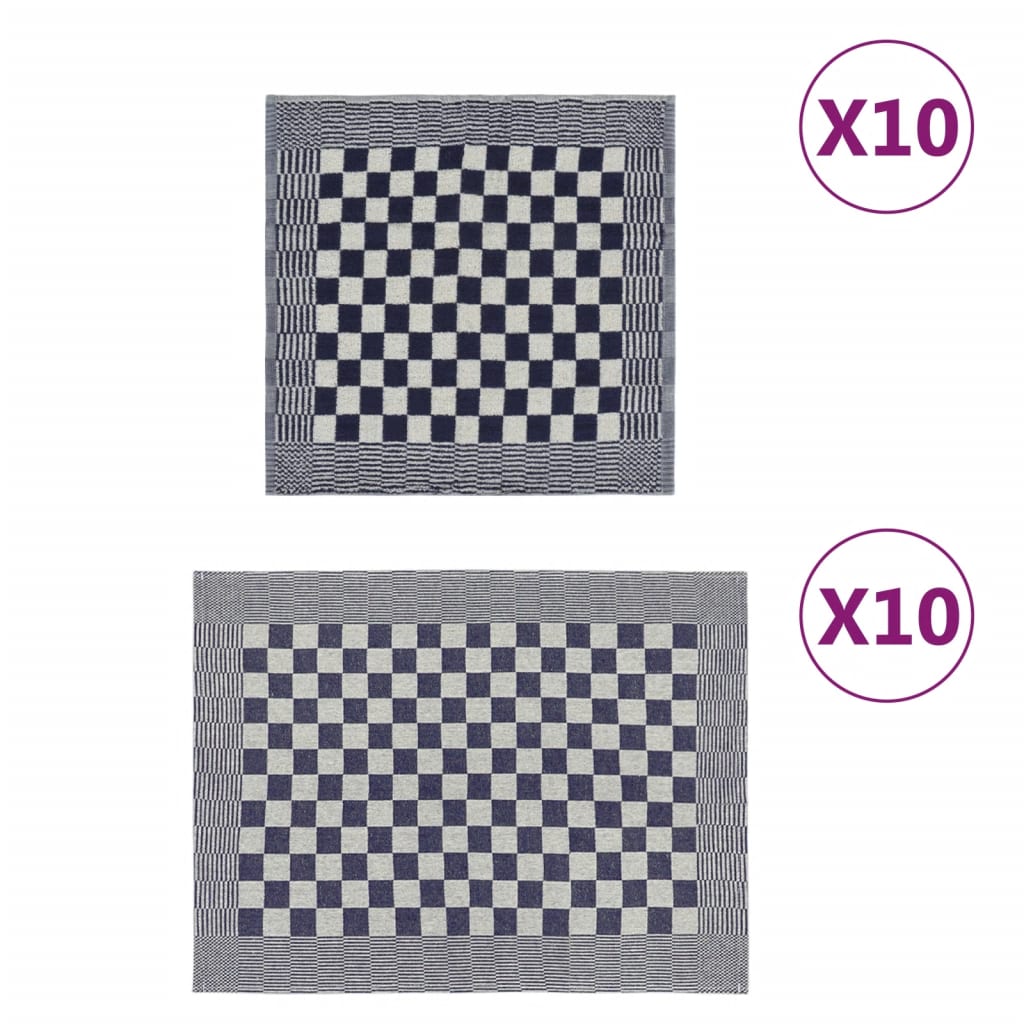 Berkfield 20 Piece Towel Set Blue and White Cotton