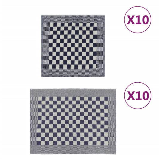 Berkfield 20 Piece Towel Set Blue and White Cotton