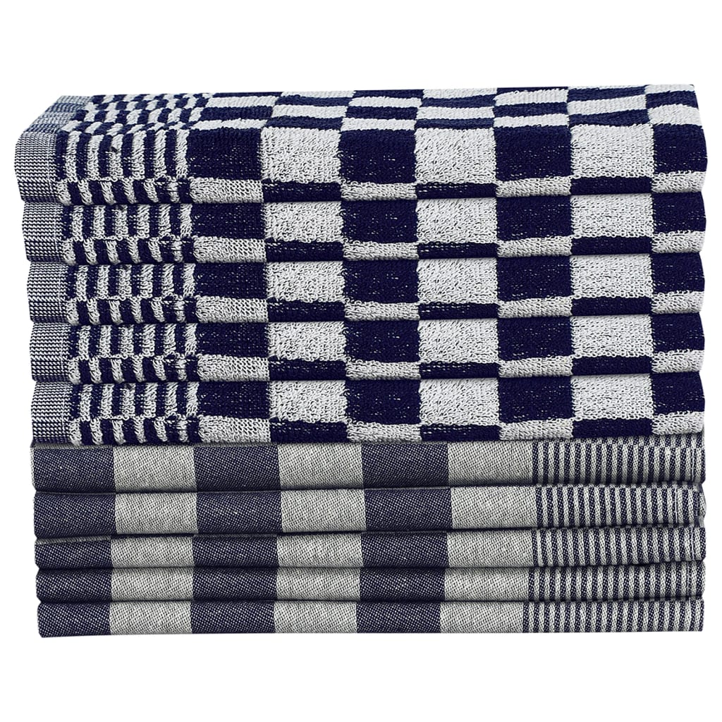 Berkfield 50 Piece Towel Set Blue and White Cotton