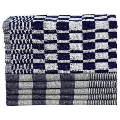 Berkfield 50 Piece Towel Set Blue and White Cotton