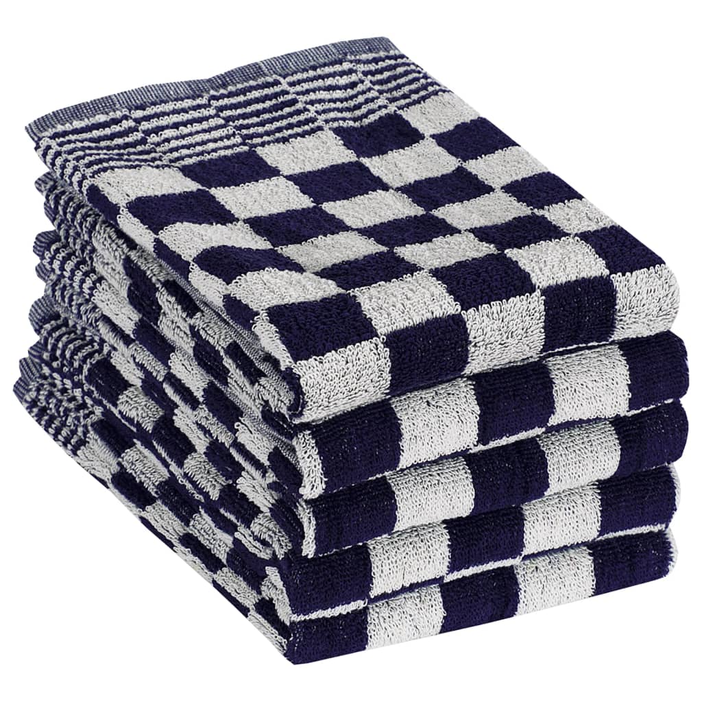 Berkfield 50 Piece Towel Set Blue and White Cotton