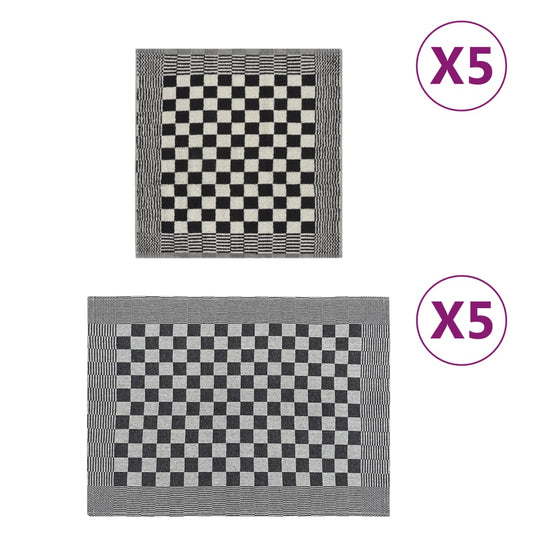 Berkfield 10 Piece Towel Set Black and White Cotton