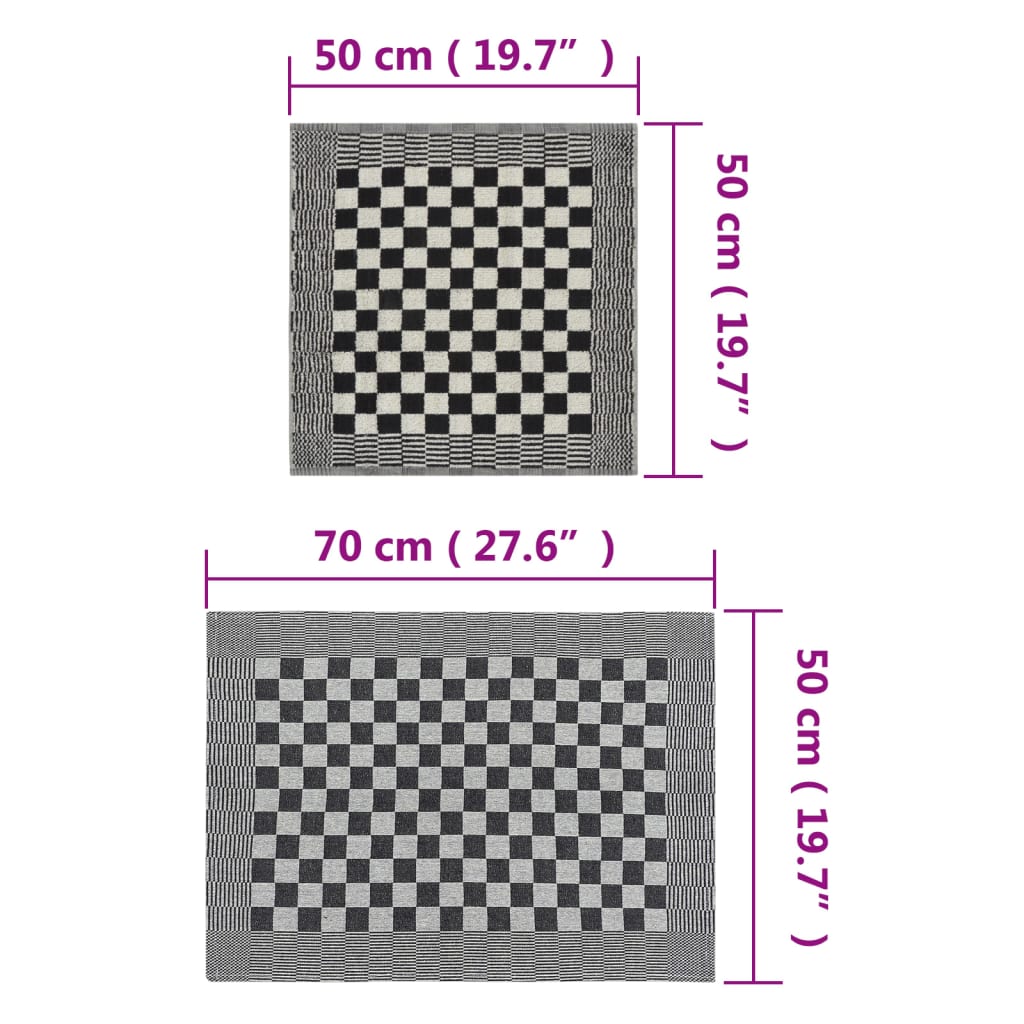 Berkfield 20 Piece Towel Set Black and White Cotton