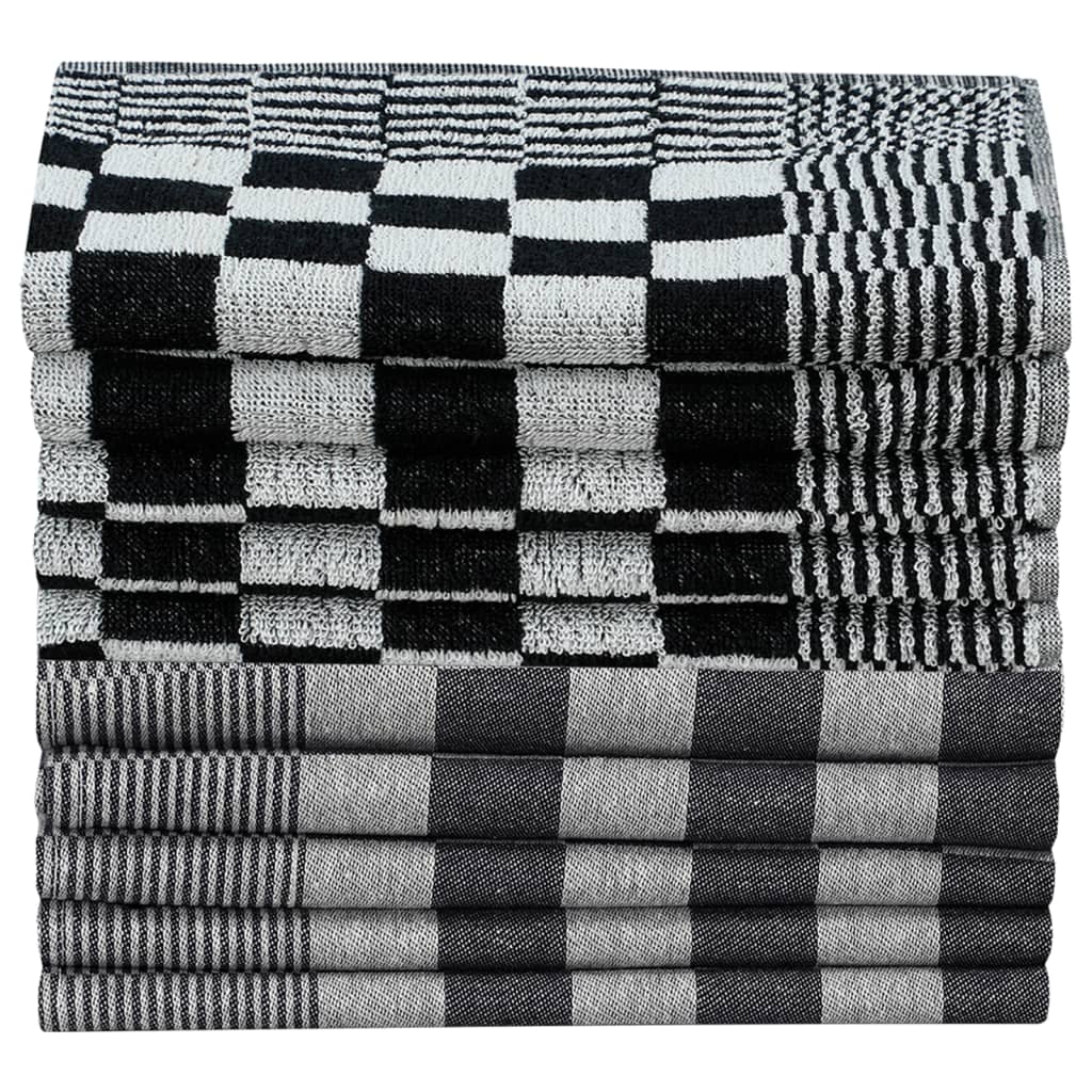 Berkfield 20 Piece Towel Set Black and White Cotton