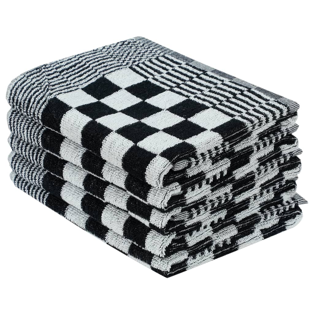 Berkfield 20 Piece Towel Set Black and White Cotton