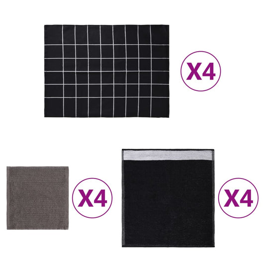 Berkfield 12 Piece Towel Set Black Cotton