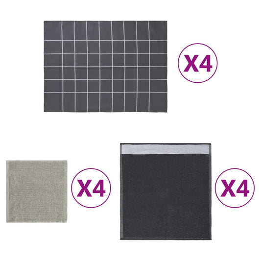 Berkfield 12 Piece Towel Set Grey Cotton