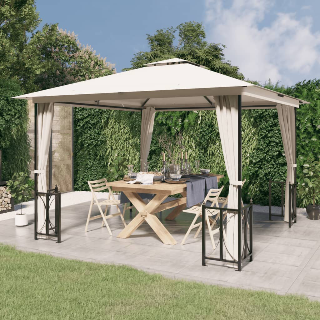 Berkfield Gazebo with Sidewalls&Double Roofs 3x3 m Cream