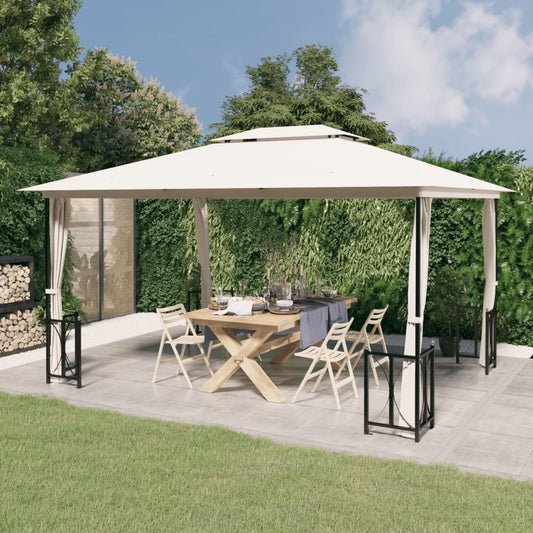 Berkfield Gazebo with Sidewalls&Double Roofs 3x4 m Cream