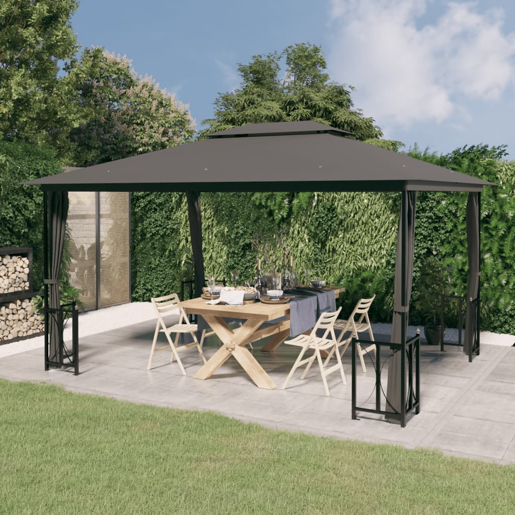 Berkfield Gazebo with Sidewalls&Double Roofs 3x4 m Anthracite