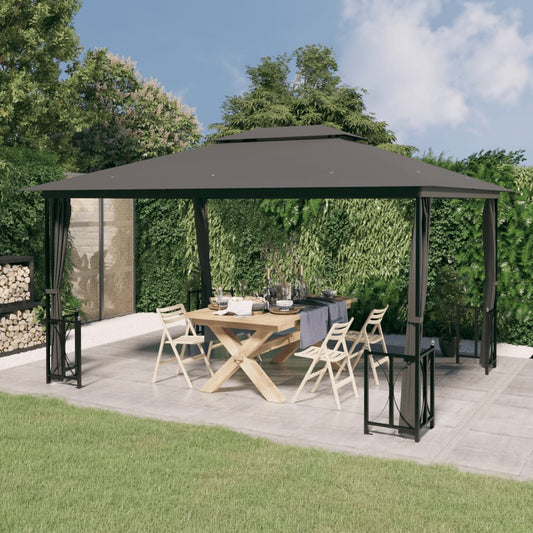 Berkfield Gazebo with Sidewalls&Double Roofs 3x4 m Anthracite