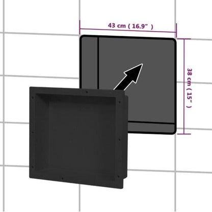 Berkfield Shower Niche Matt Black 41x36x10 cm