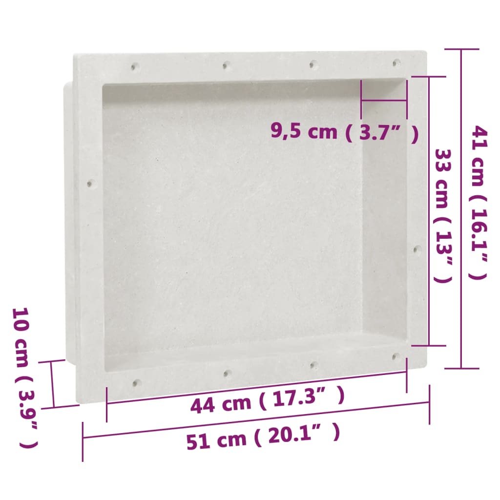 Berkfield Shower Niche Matt White 41x51x10 cm
