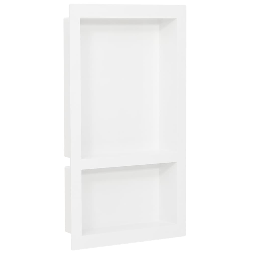 Berkfield Shower Niche with 2 Compartments High Gloss White 41x69x9 cm
