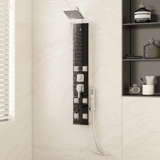 Berkfield Shower Panel Unit Glass 18x45.5x130 cm Black