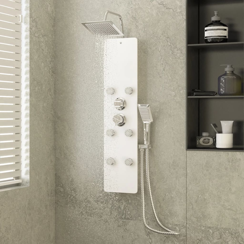 Berkfield Shower Panel Unit Glass 25x47.5x130 cm White