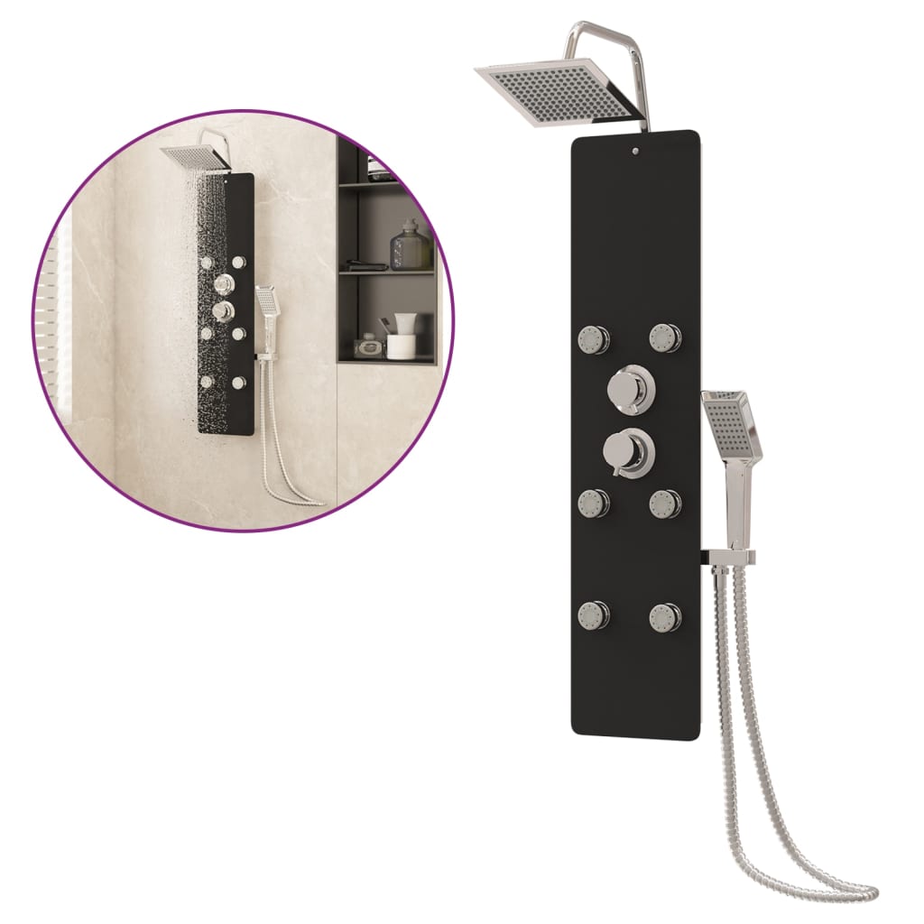 Berkfield Shower Panel Unit Glass 25x47.5x130 cm Black