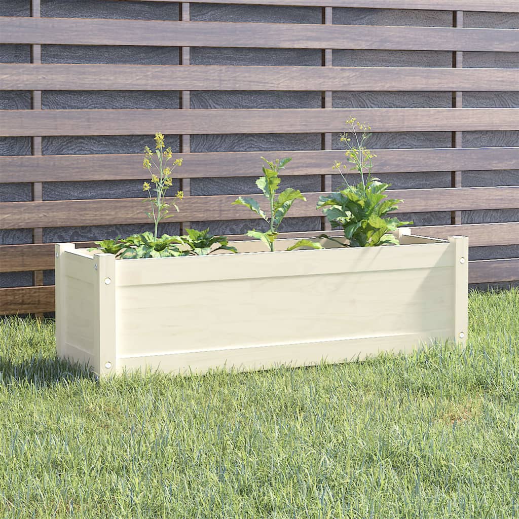 Berkfield Garden Planter White 100x31x31 cm Solid Pinewood