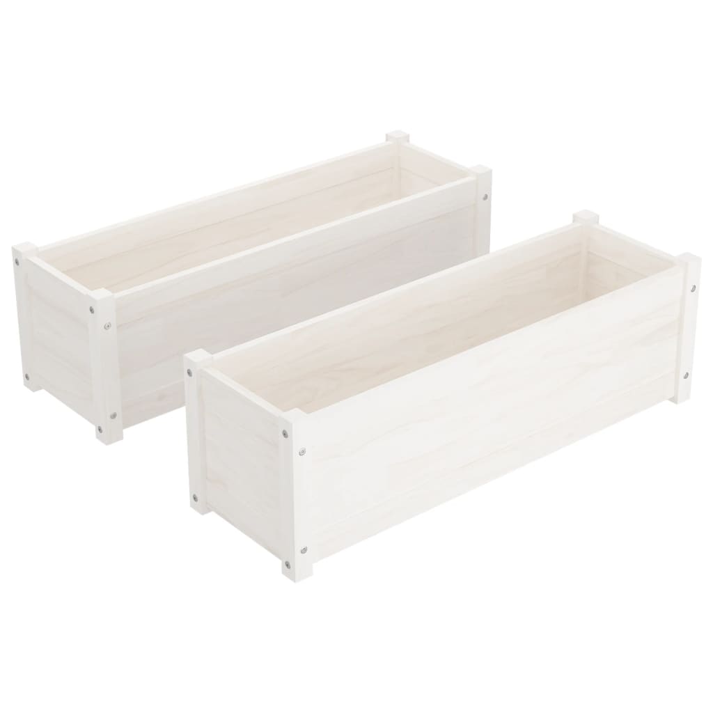 Berkfield Garden Planters 2 pcs White 100x31x31 cm Solid Pinewood
