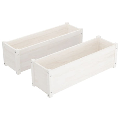Berkfield Garden Planters 2 pcs White 100x31x31 cm Solid Pinewood